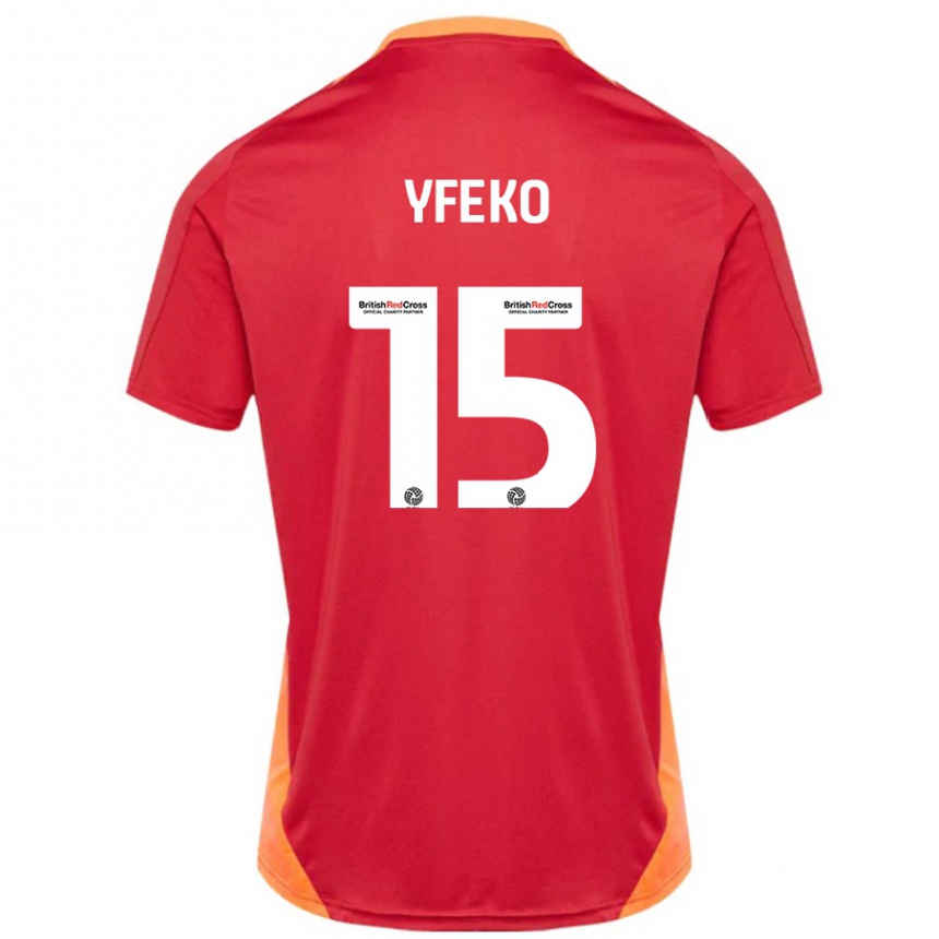 Kids Football Johnly Yfeko #15 Blue Off White Away Jersey 2024/25 T-Shirt Australia