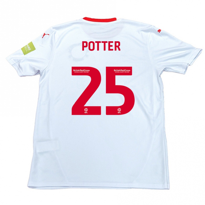 Kids Football Finley Potter #25 White Away Jersey 2024/25 T-Shirt Australia