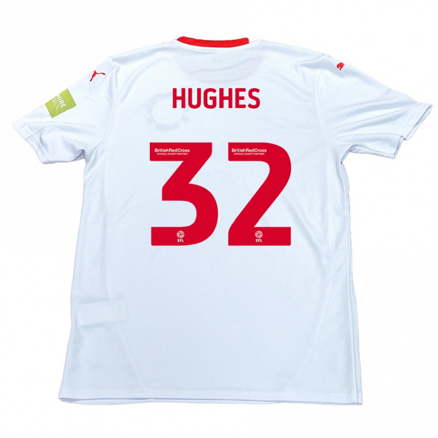 Kids Football Kayden Hughes #32 White Away Jersey 2024/25 T-Shirt Australia