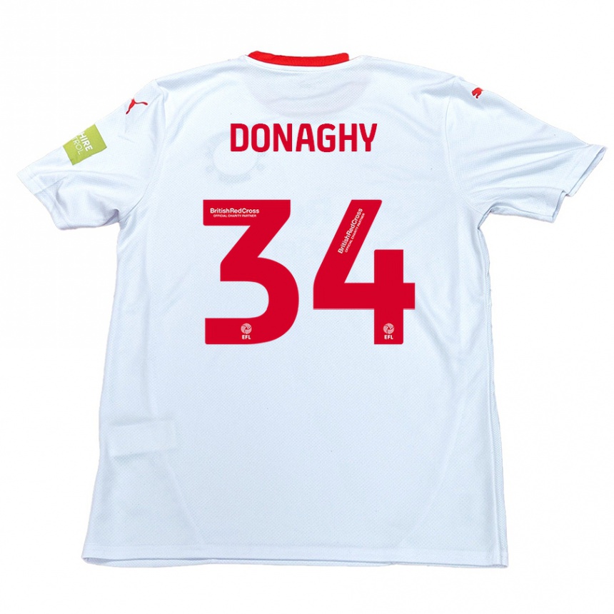 Kids Football Tom Donaghy #34 White Away Jersey 2024/25 T-Shirt Australia