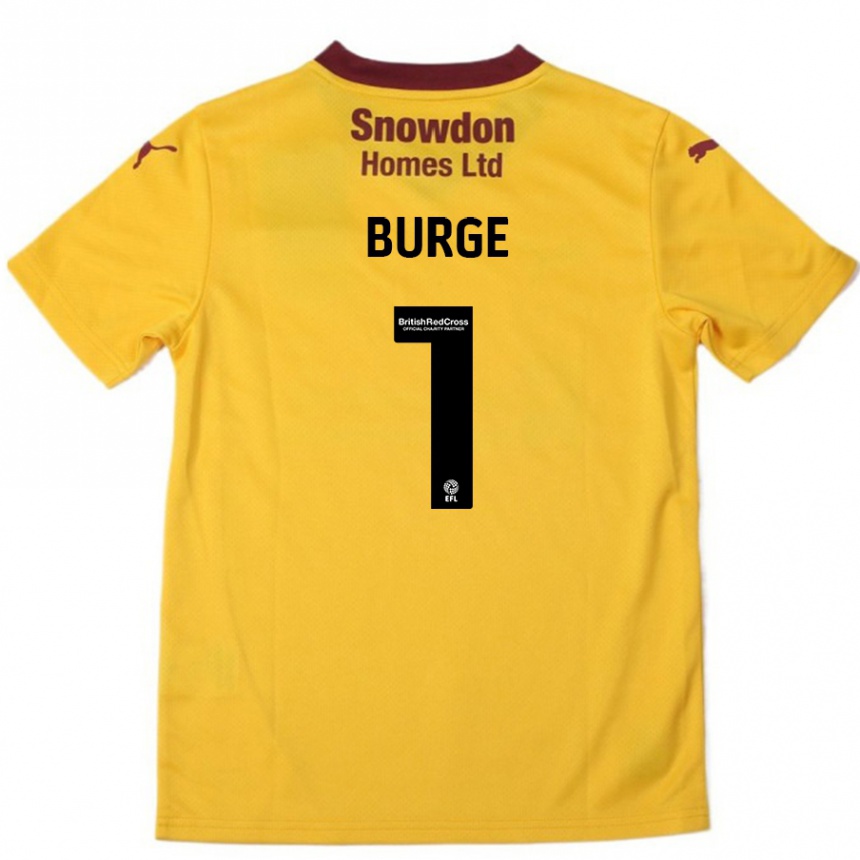 Kids Football Lee Burge #1 Orange  Burgundy Away Jersey 2024/25 T-Shirt Australia