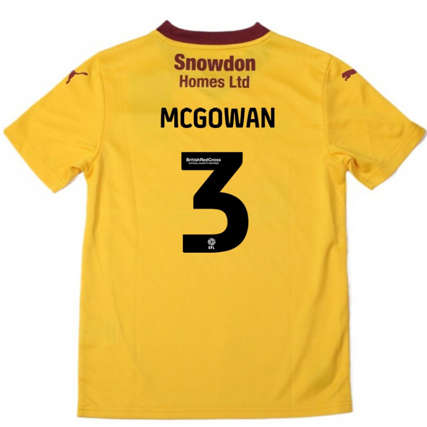 Kids Football Aaron Mcgowan #3 Orange Burgundy Away Jersey 2024/25 T-Shirt Australia