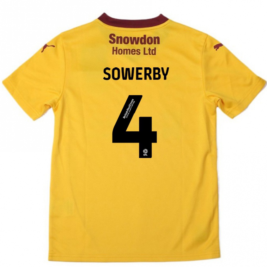 Kids Football Jack Sowerby #4 Orange  Burgundy Away Jersey 2024/25 T-Shirt Australia