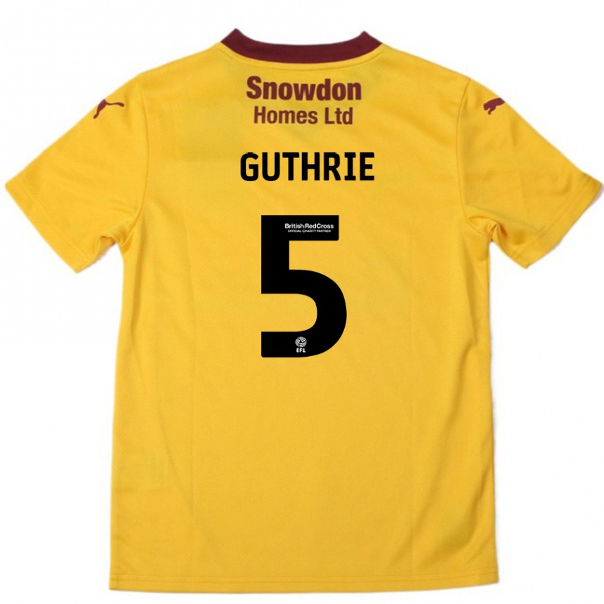 Kids Football Jon Guthrie #5 Orange  Burgundy Away Jersey 2024/25 T-Shirt Australia