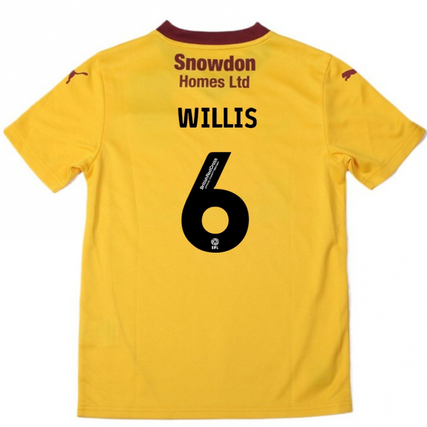 Kids Football Jordan Willis #6 Orange  Burgundy Away Jersey 2024/25 T-Shirt Australia