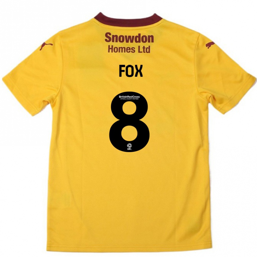 Kids Football Ben Fox #8 Orange Burgundy Away Jersey 2024/25 T-Shirt Australia