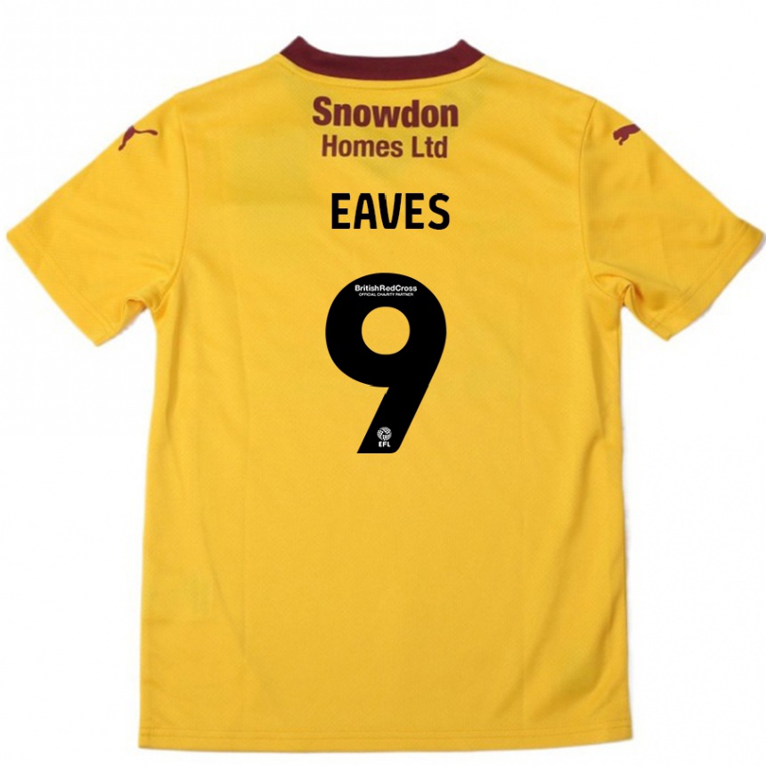 Kids Football Tom Eaves #9 Orange Burgundy Away Jersey 2024/25 T-Shirt Australia