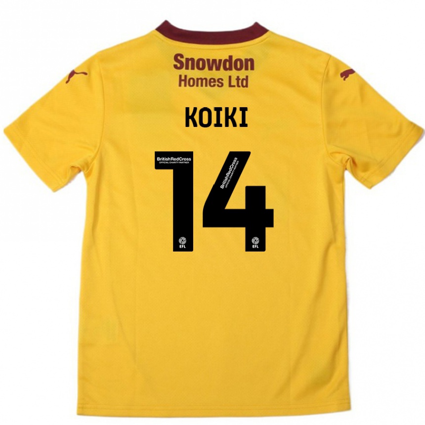 Kids Football Ali Koiki #14 Orange  Burgundy Away Jersey 2024/25 T-Shirt Australia