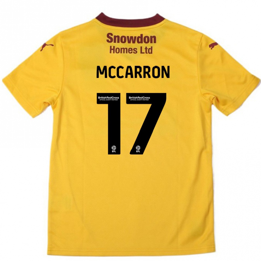 Kids Football Liam Mccarron #17 Orange  Burgundy Away Jersey 2024/25 T-Shirt Australia