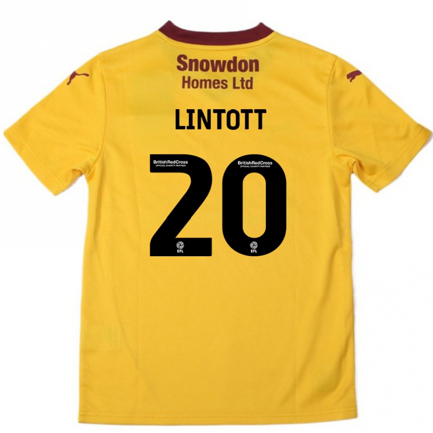 Kids Football Harvey Lintott #20 Orange Burgundy Away Jersey 2024/25 T-Shirt Australia