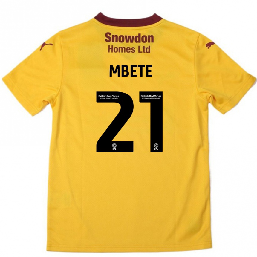 Kids Football Luke Mbete #21 Orange  Burgundy Away Jersey 2024/25 T-Shirt Australia