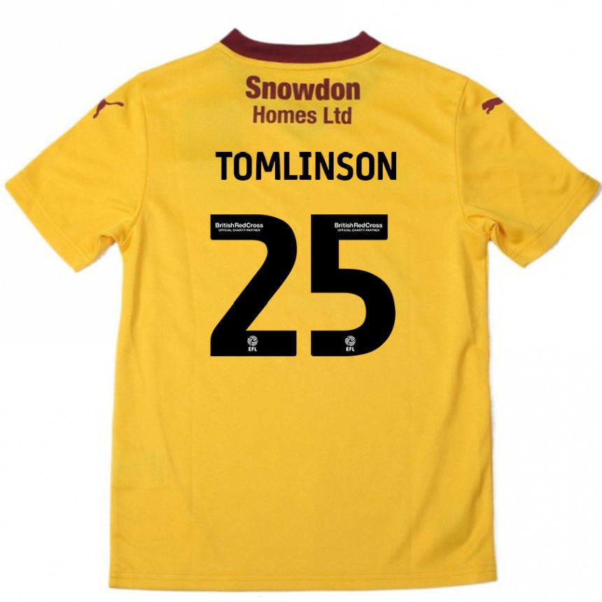 Kids Football Josh Tomlinson #25 Orange Burgundy Away Jersey 2024/25 T-Shirt Australia