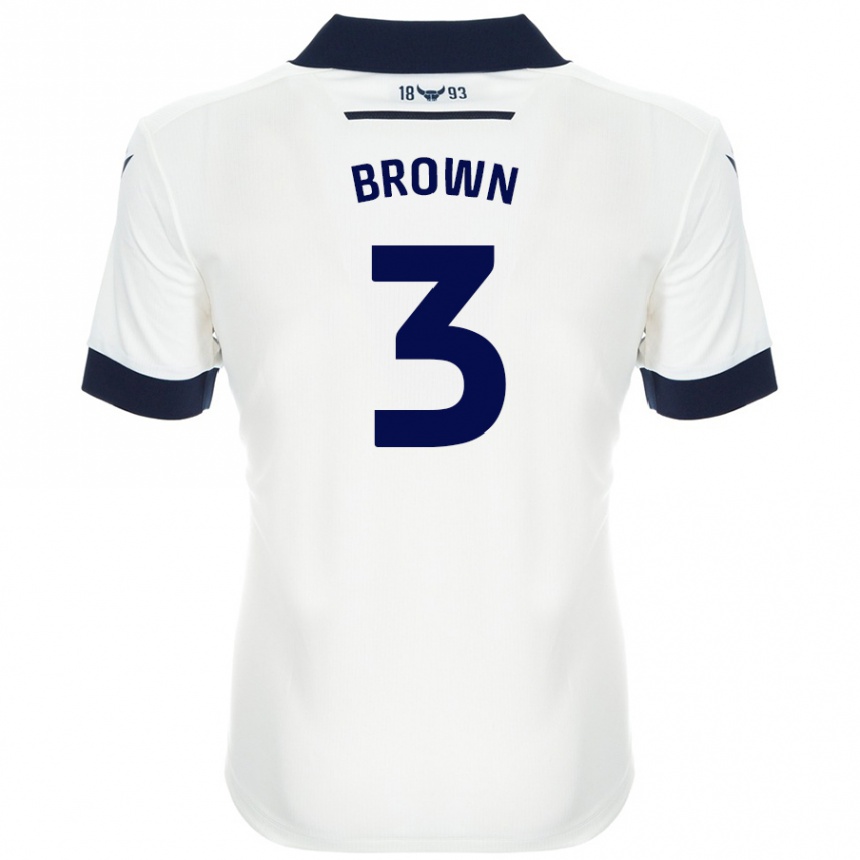 Kids Football Ciaron Brown #3 White Navy Blue Away Jersey 2024/25 T-Shirt Australia