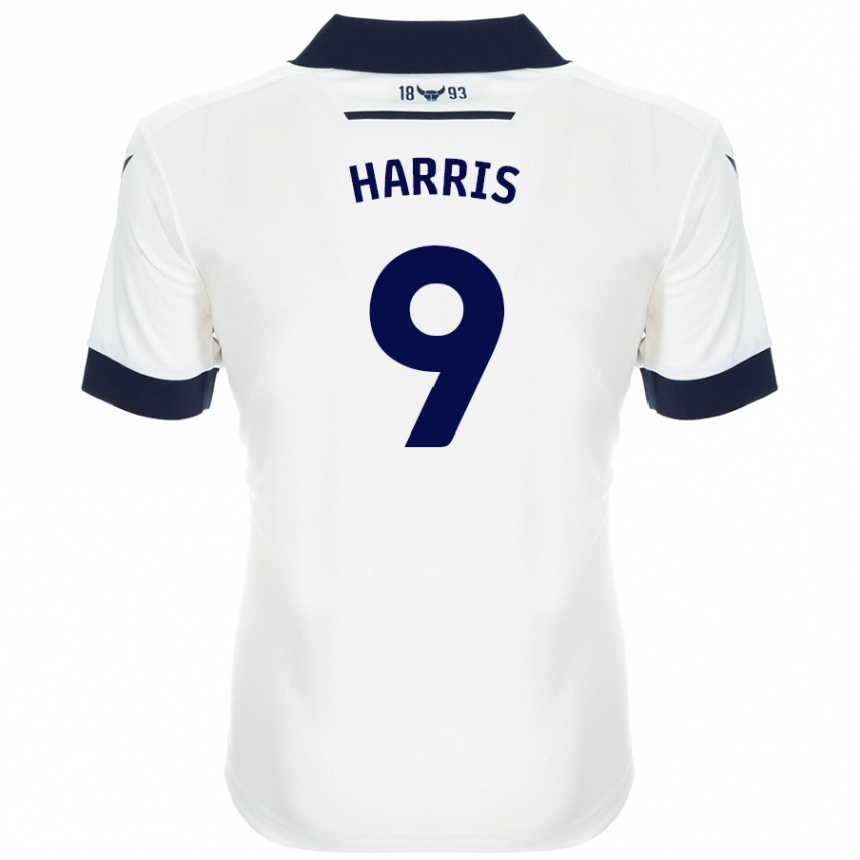 Kids Football Mark Harris #9 White Navy Blue Away Jersey 2024/25 T-Shirt Australia