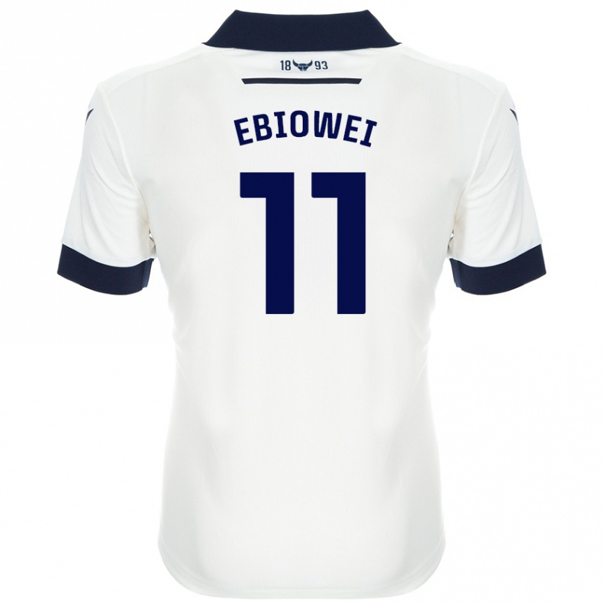 Kids Football Malcolm Ebiowei #11 White Navy Blue Away Jersey 2024/25 T-Shirt Australia