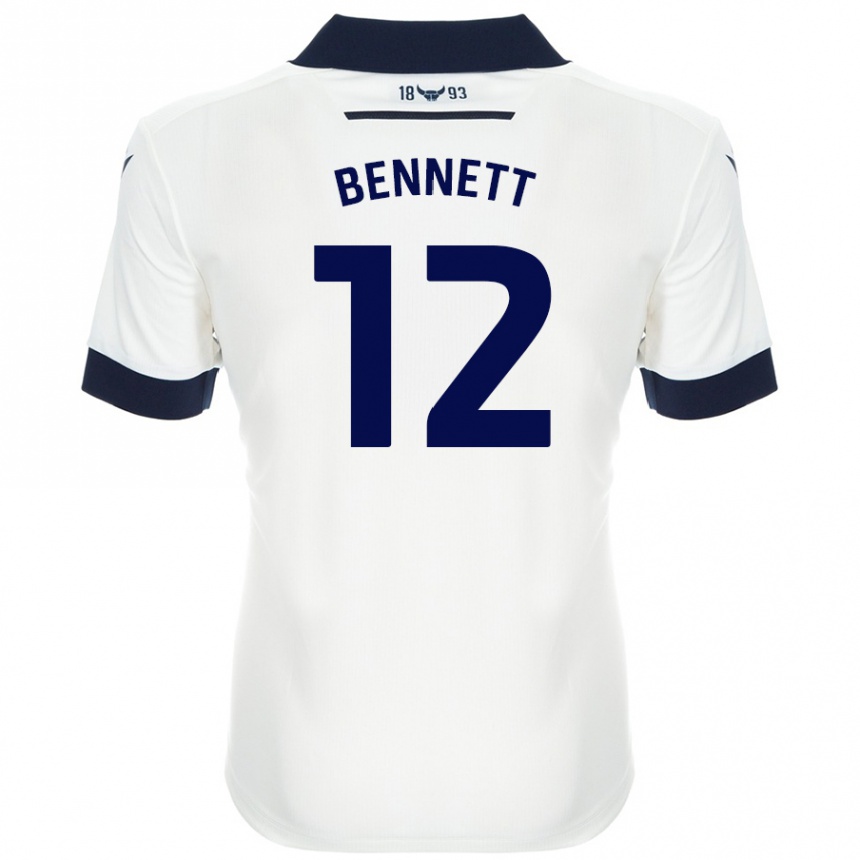 Kids Football Joe Bennett #12 White Navy Blue Away Jersey 2024/25 T-Shirt Australia