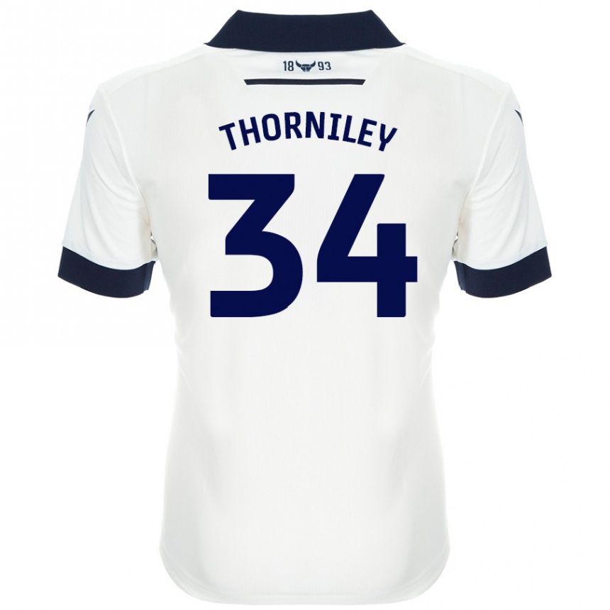 Kids Football Jordan Thorniley #34 White Navy Blue Away Jersey 2024/25 T-Shirt Australia