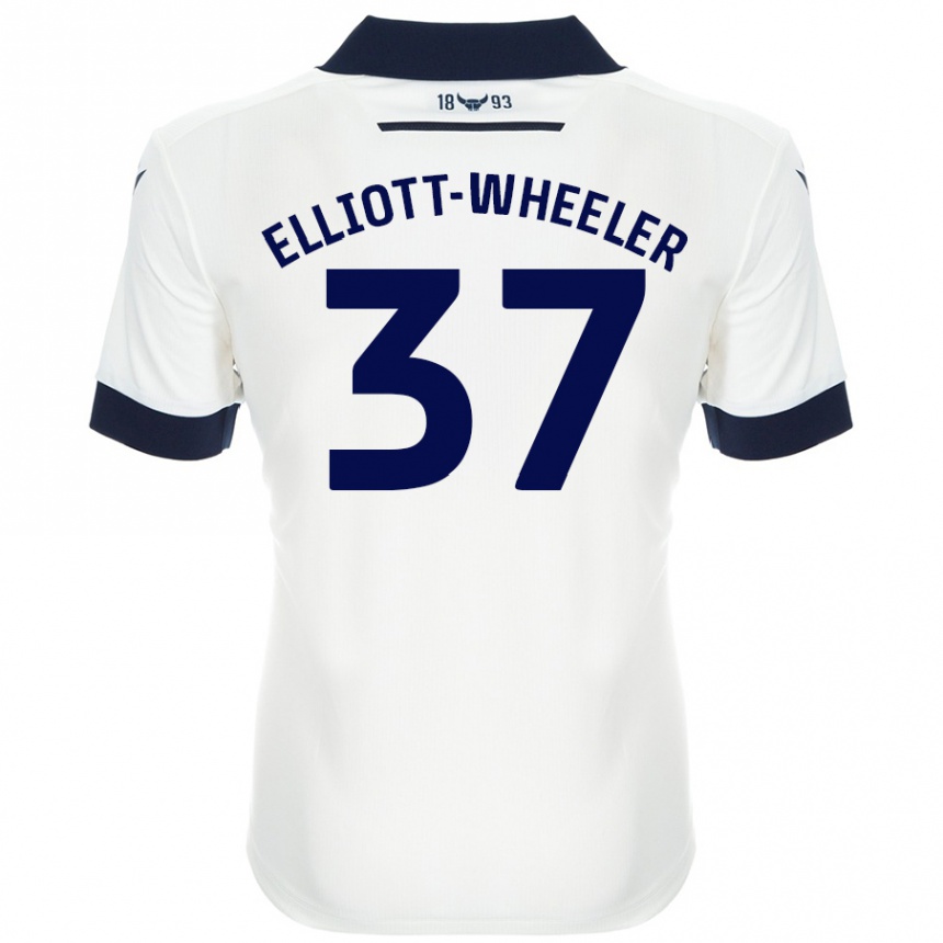 Kids Football Aidan Elliott-Wheeler #37 White Navy Blue Away Jersey 2024/25 T-Shirt Australia