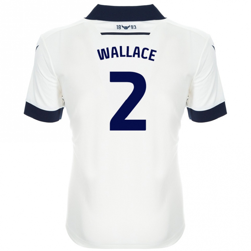 Kids Football Emily Wallace #2 White Navy Blue Away Jersey 2024/25 T-Shirt Australia