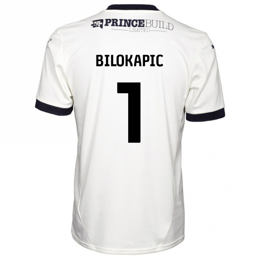 Kids Football Nicholas Bilokapic #1 Off White Black Away Jersey 2024/25 T-Shirt Australia