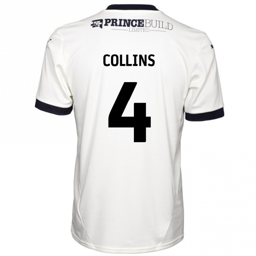 Kids Football Archie Collins #4 Off White Black Away Jersey 2024/25 T-Shirt Australia