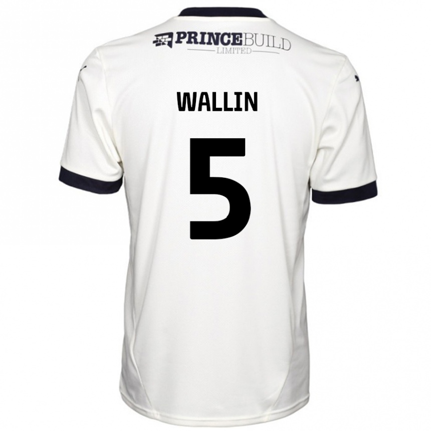 Kids Football Oscar Wallin #5 Off White Black Away Jersey 2024/25 T-Shirt Australia