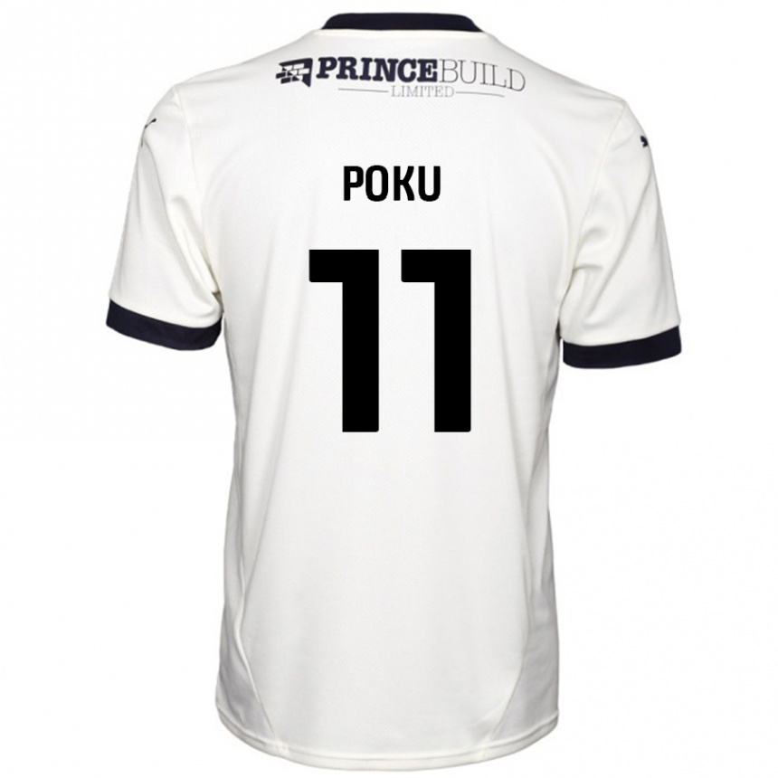 Kids Football Kwame Poku #11 Off White Black Away Jersey 2024/25 T-Shirt Australia