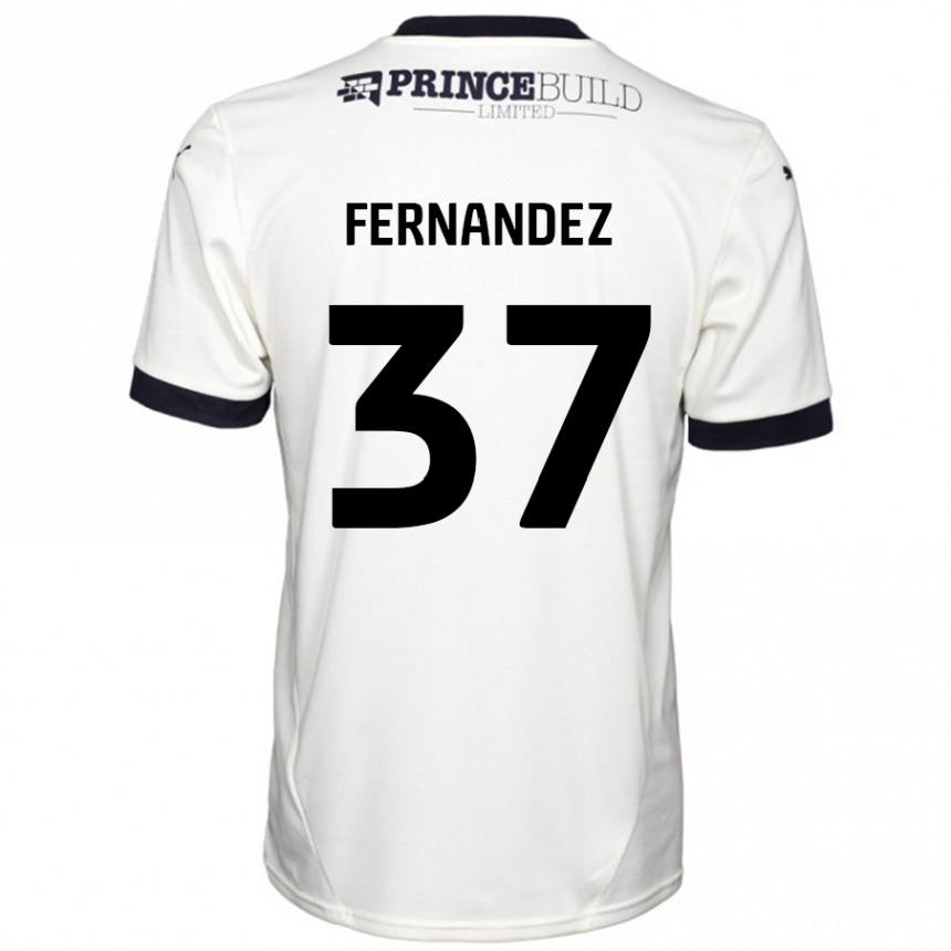 Kids Football Emmanuel Fernandez #37 Off White Black Away Jersey 2024/25 T-Shirt Australia