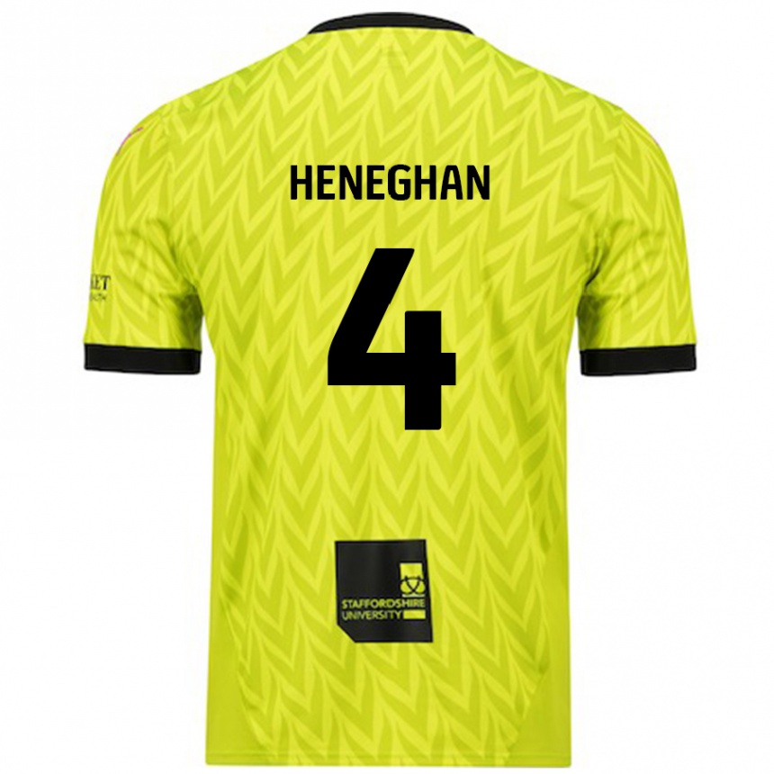 Kids Football Ben Heneghan #4 Fluorescent Green Away Jersey 2024/25 T-Shirt Australia