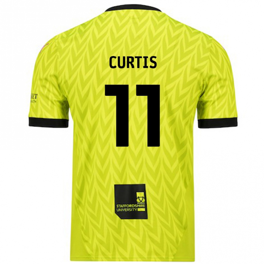 Kids Football Ronan Curtis #11 Fluorescent Green Away Jersey 2024/25 T-Shirt Australia