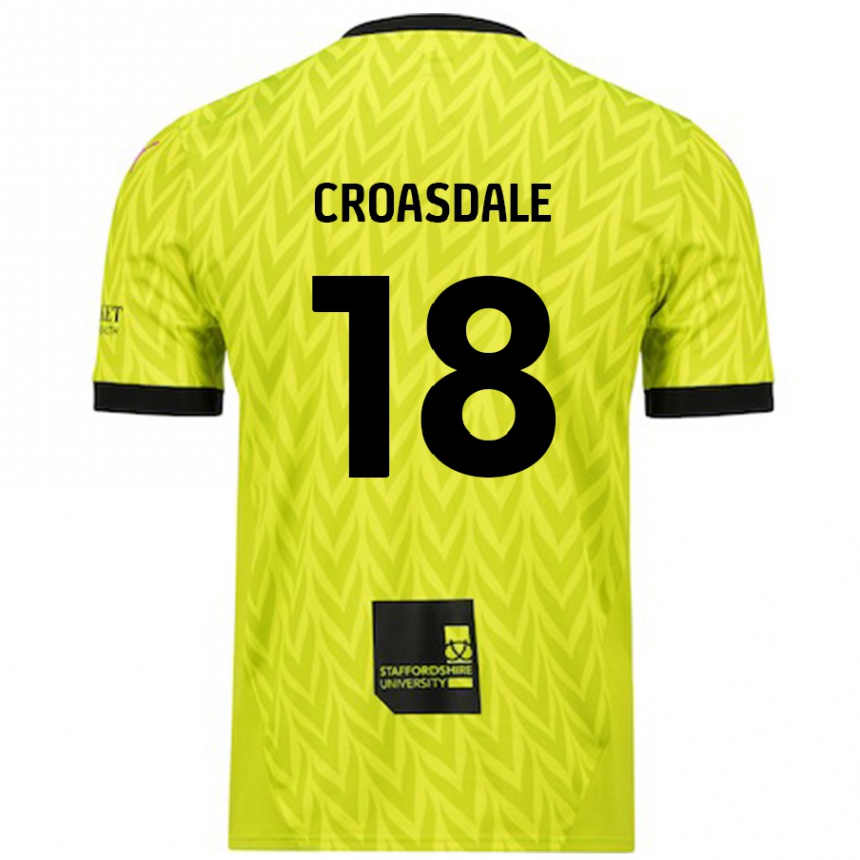 Kids Football Ryan Croasdale #18 Fluorescent Green Away Jersey 2024/25 T-Shirt Australia