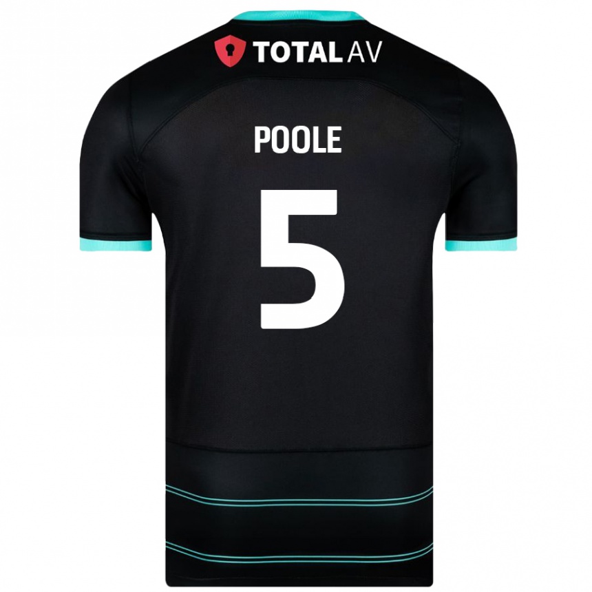 Kids Football Regan Poole #5 Black Away Jersey 2024/25 T-Shirt Australia