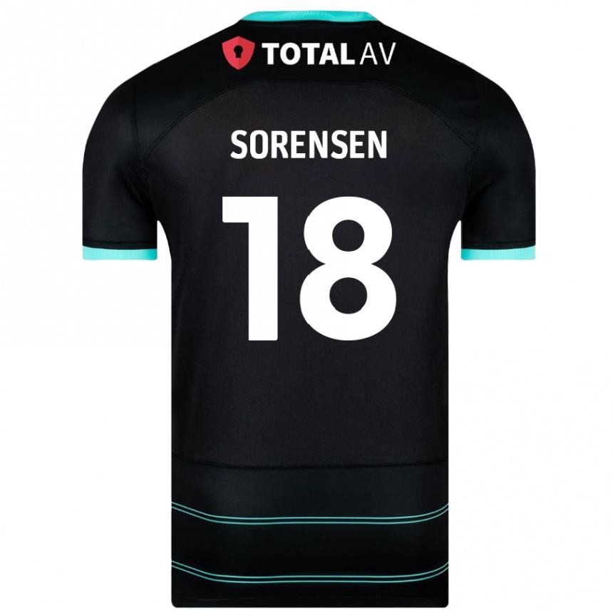 Kids Football Elias Sørensen #18 Black Away Jersey 2024/25 T-Shirt Australia