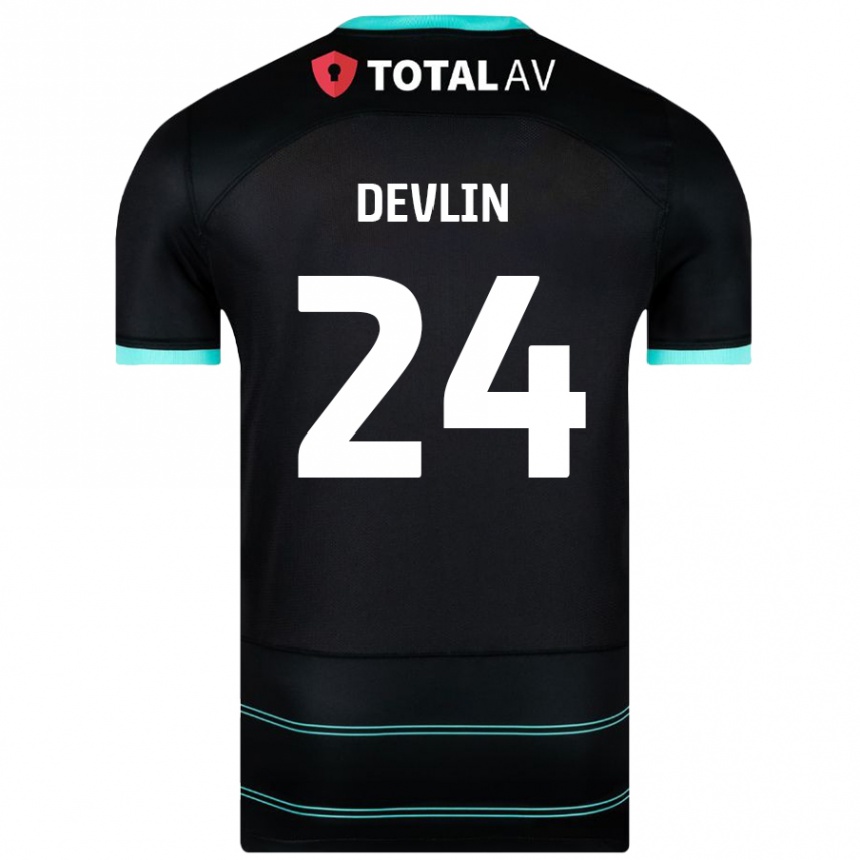 Kids Football Terry Devlin #24 Black Away Jersey 2024/25 T-Shirt Australia