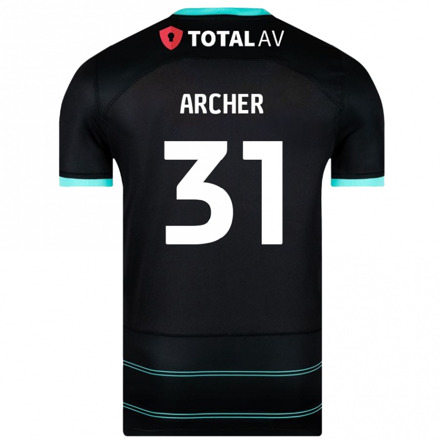 Kids Football Jordan Archer #31 Black Away Jersey 2024/25 T-Shirt Australia