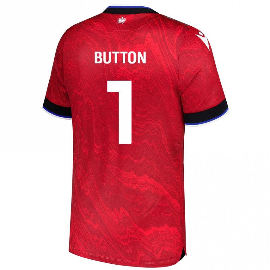 Kids Football David Button #1 Red Black Away Jersey 2024/25 T-Shirt Australia