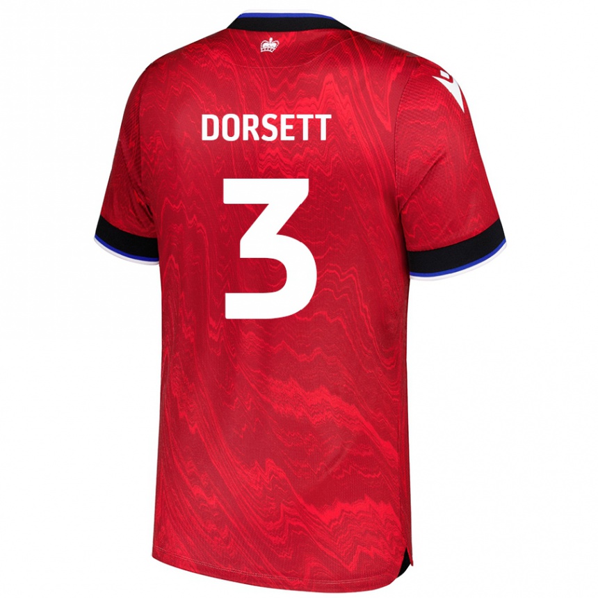 Kids Football Jeriel Dorsett #3 Red Black Away Jersey 2024/25 T-Shirt Australia