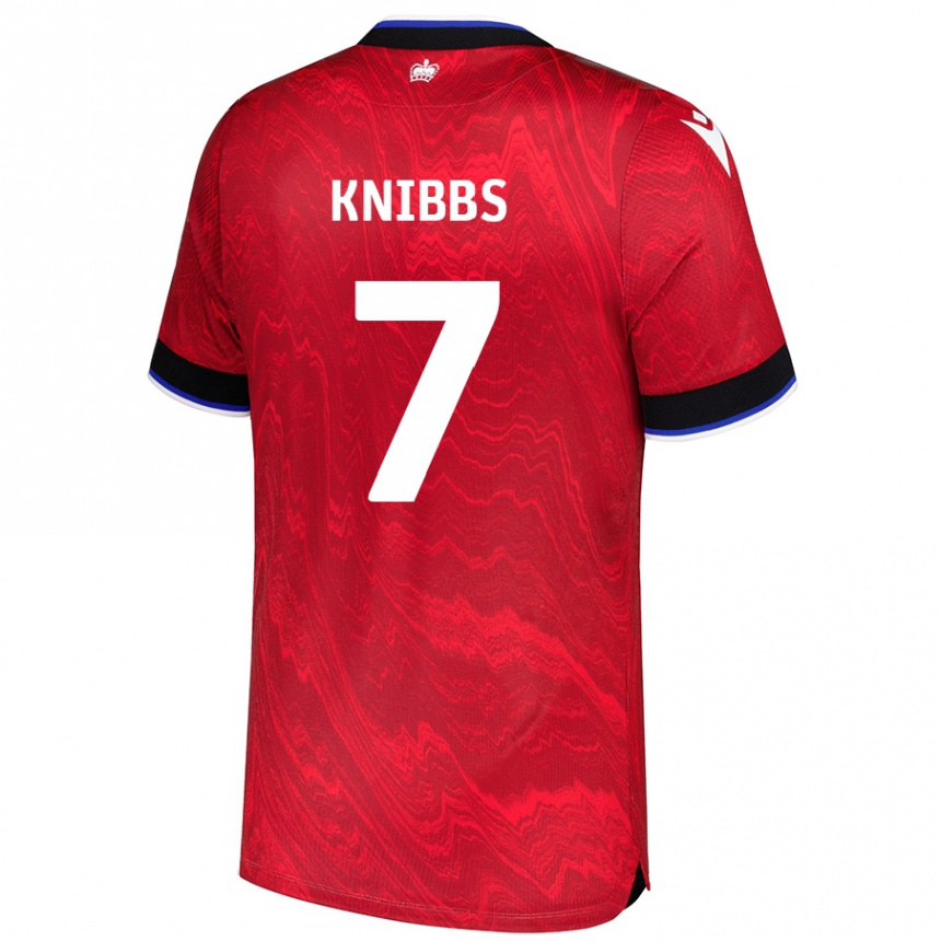 Kids Football Harvey Knibbs #7 Red Black Away Jersey 2024/25 T-Shirt Australia