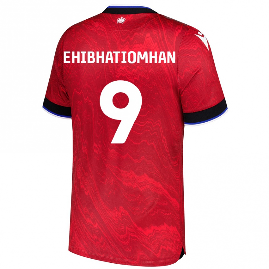 Kids Football Kelvin Ehibhatiomhan #9 Red Black Away Jersey 2024/25 T-Shirt Australia