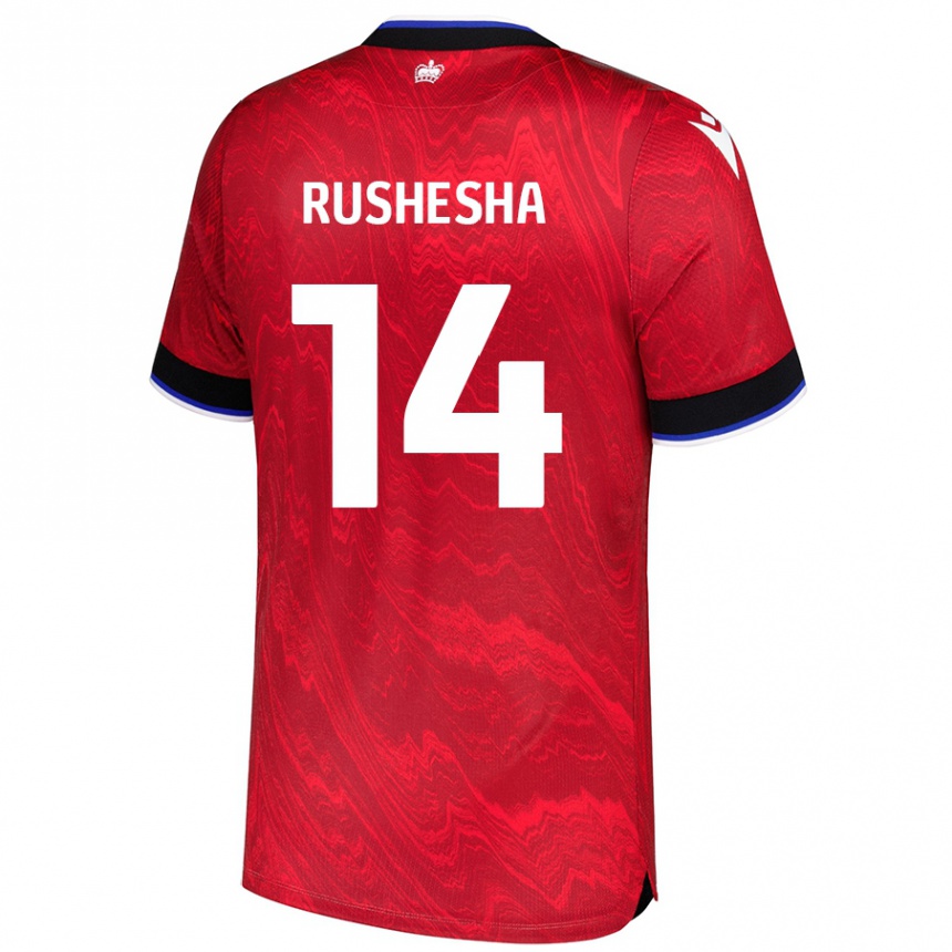 Kids Football Tivonge Rushesha #14 Red Black Away Jersey 2024/25 T-Shirt Australia