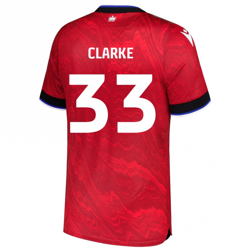 Kids Football John Clarke #33 Red Black Away Jersey 2024/25 T-Shirt Australia