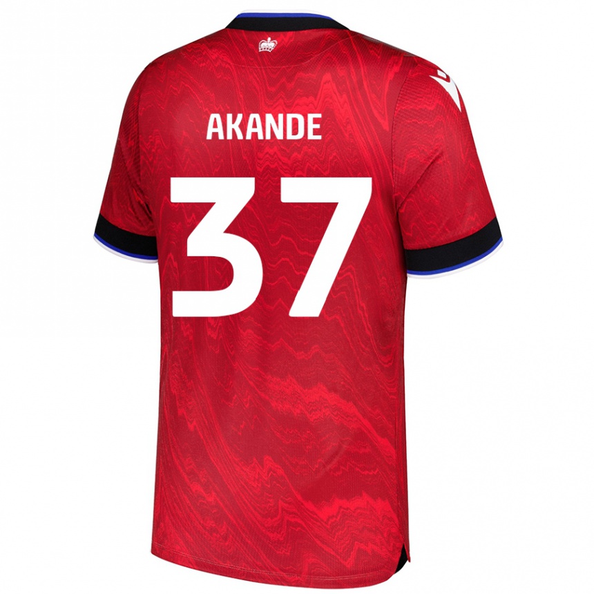 Kids Football Adrian Akande #37 Red Black Away Jersey 2024/25 T-Shirt Australia