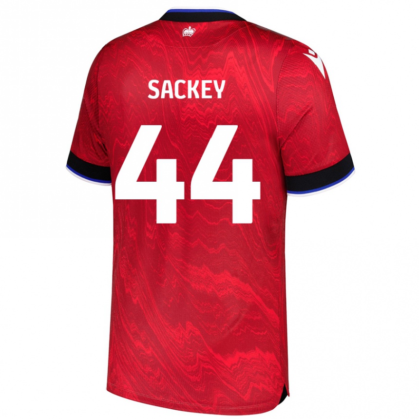 Kids Football Tyler Sackey #44 Red Black Away Jersey 2024/25 T-Shirt Australia