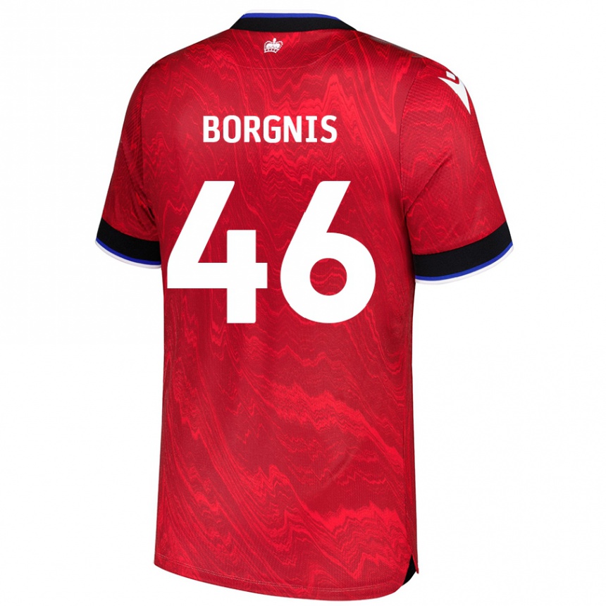 Kids Football Jacob Borgnis #46 Red Black Away Jersey 2024/25 T-Shirt Australia