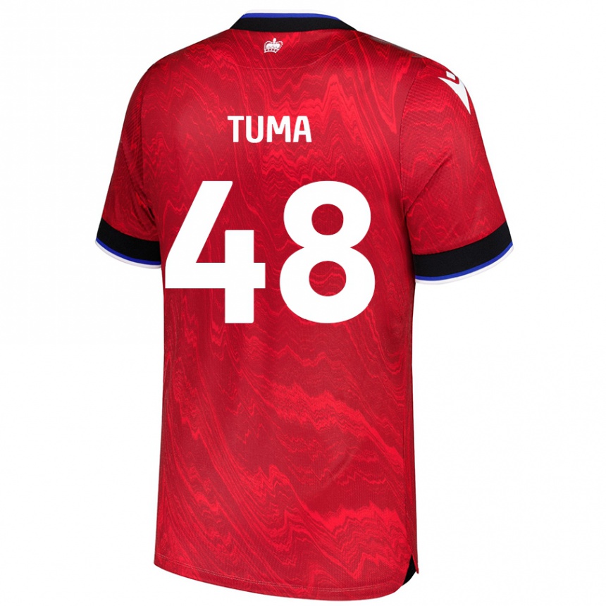 Kids Football Basil Tuma #48 Red Black Away Jersey 2024/25 T-Shirt Australia