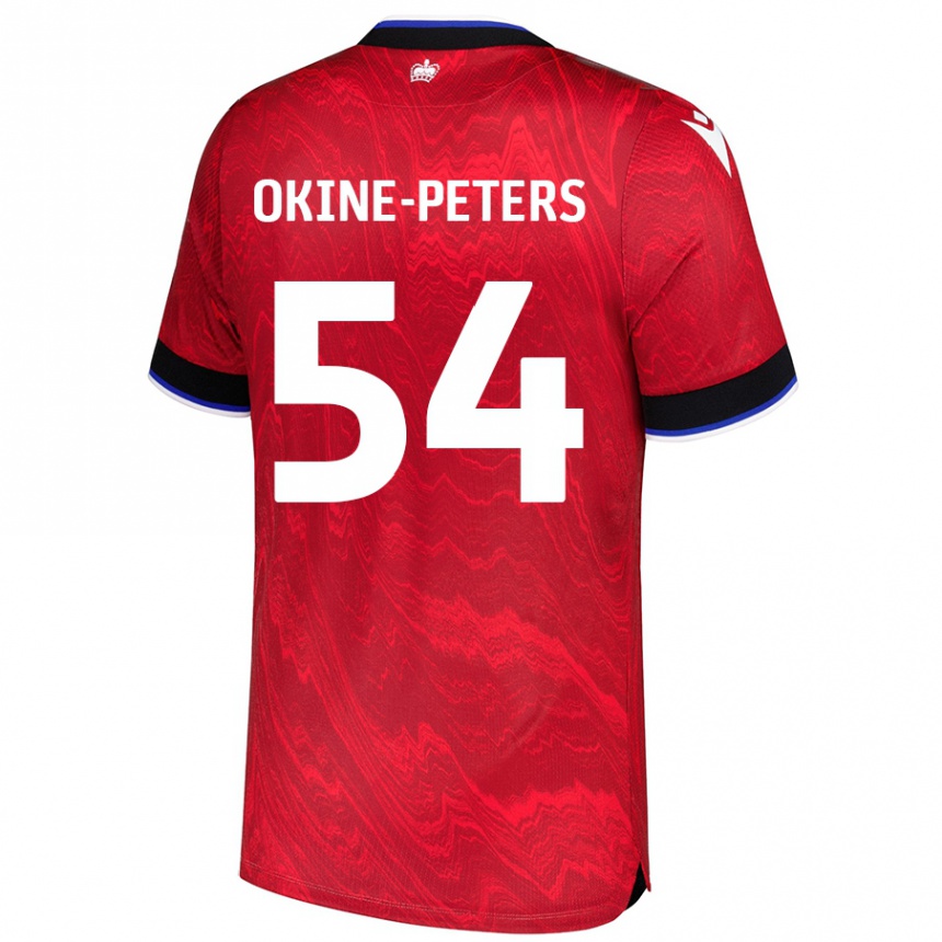 Kids Football Jeremiah Okine-Peters #54 Red Black Away Jersey 2024/25 T-Shirt Australia