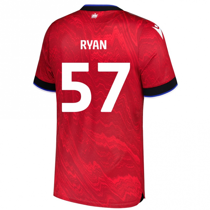 Kids Football John Ryan #57 Red Black Away Jersey 2024/25 T-Shirt Australia