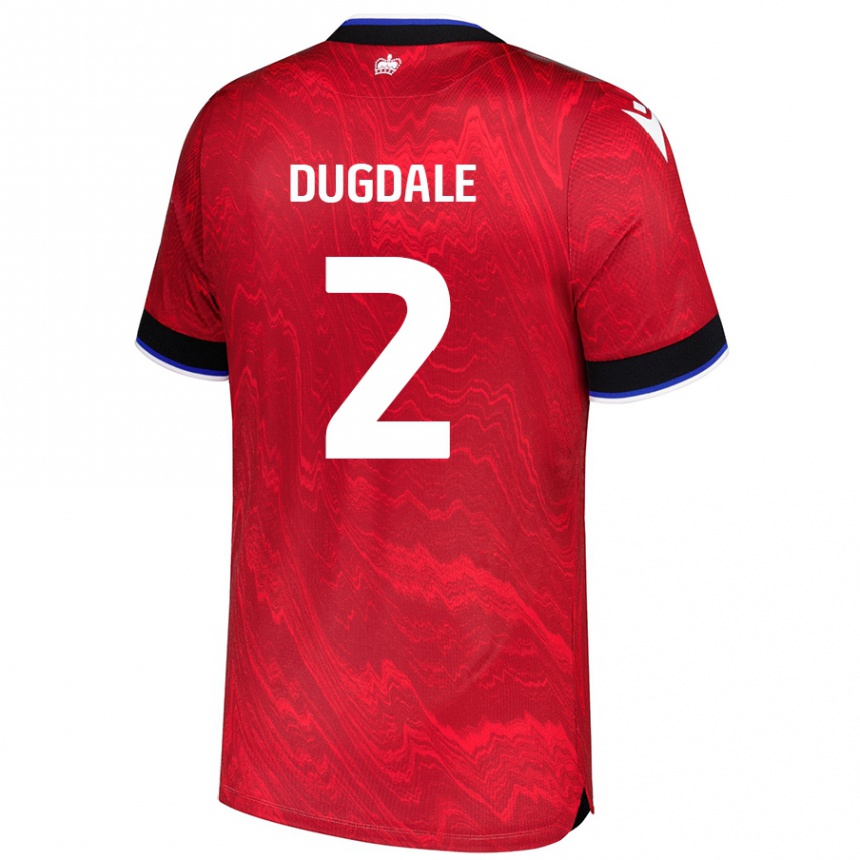 Kids Football Rachel Dugdale #2 Red Black Away Jersey 2024/25 T-Shirt Australia