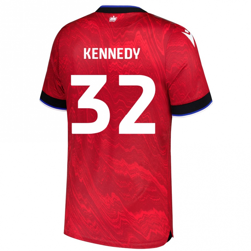 Kids Football Stevie Kennedy #32 Red Black Away Jersey 2024/25 T-Shirt Australia