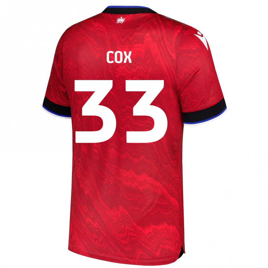 Kids Football Bella Cox #33 Red Black Away Jersey 2024/25 T-Shirt Australia